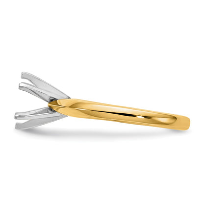14k Two-Tone 2 carat Medium-Weight Knife Edge/Half-Round 6-Prong Round Solitaire Ring Mounting