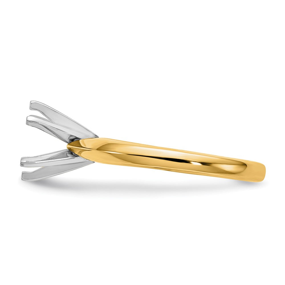 14k Two-Tone 1.25 carat Medium-Weight Knife Edge/Half-Round 6-Prong Round Solitaire Ring Mounting