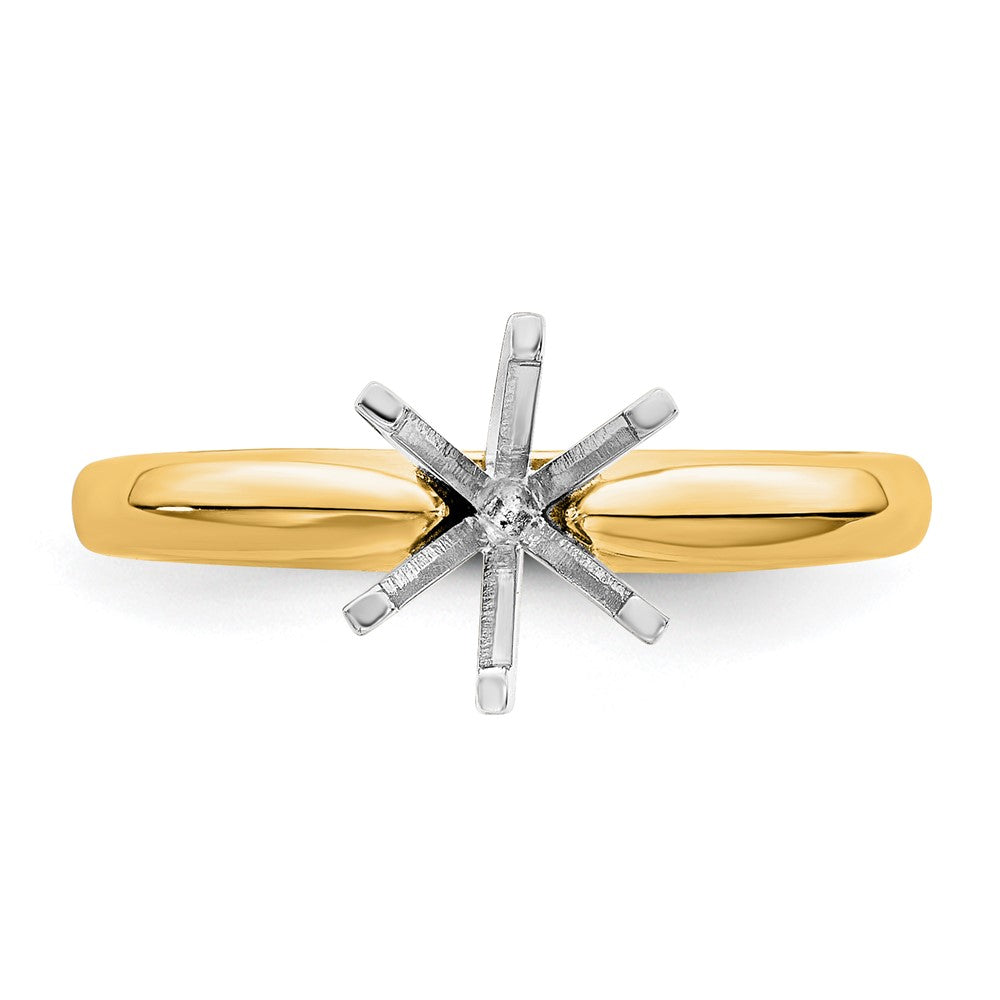 14k Two-Tone 1/3 carat Medium-Weight Knife Edge/Half-Round 6-Prong Round Solitaire Ring Mounting