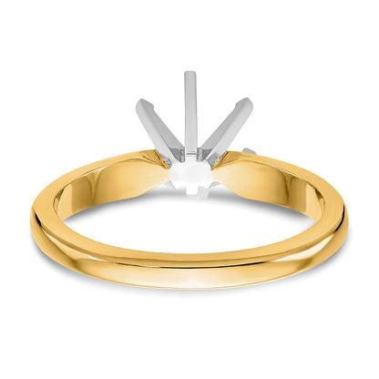 14k Two-Tone 1/2 carat Medium-Weight Knife Edge/Half-Round 6-Prong Round Solitaire Ring Mounting