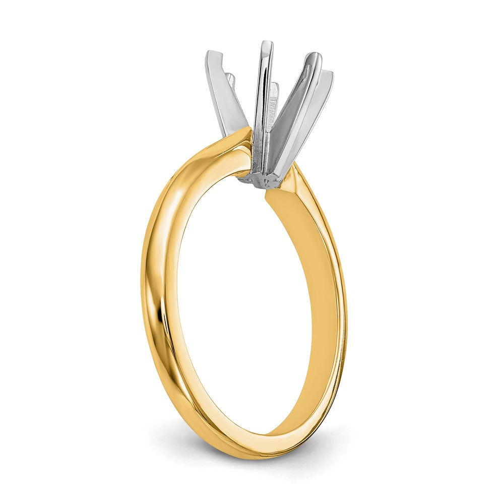14k Two-Tone 1/2 carat Medium-Weight Knife Edge/Half-Round 6-Prong Round Solitaire Ring Mounting