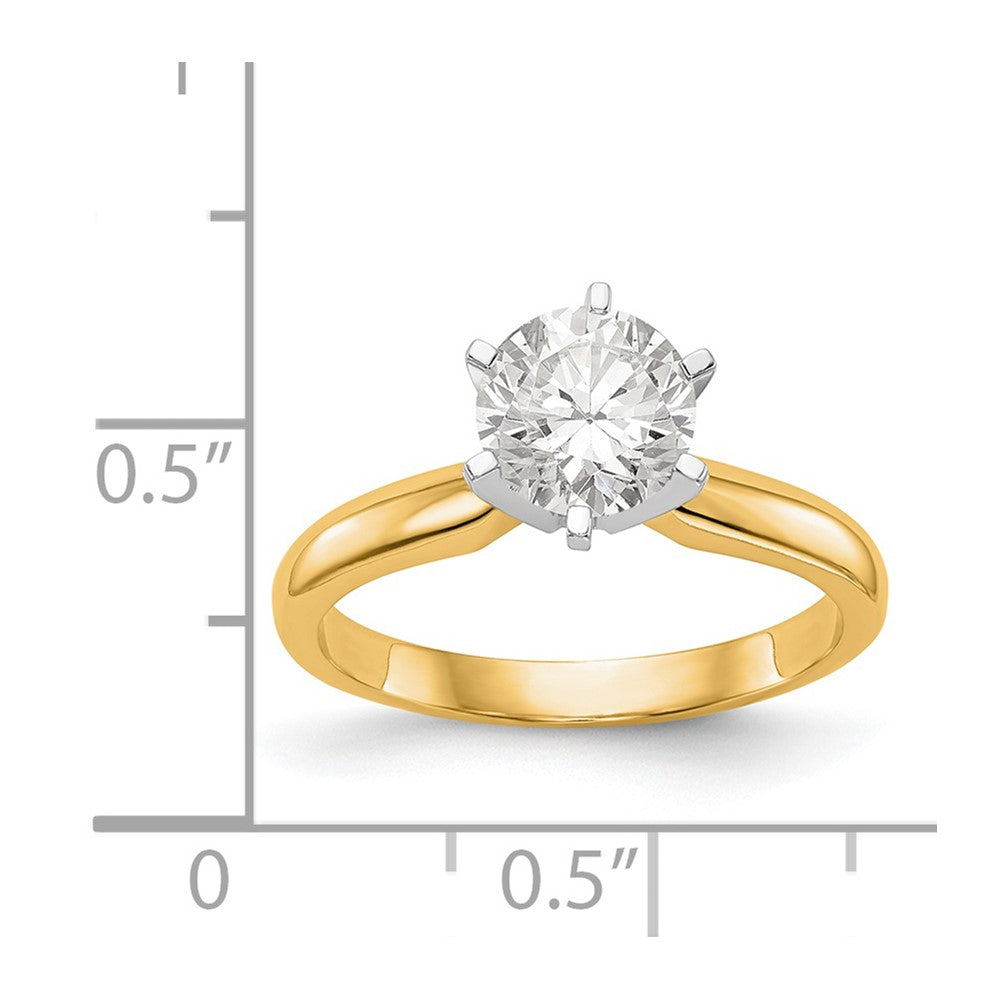 14k Two-Tone 1/2 carat Medium-Weight Knife Edge/Half-Round 6-Prong Round Solitaire Ring Mounting