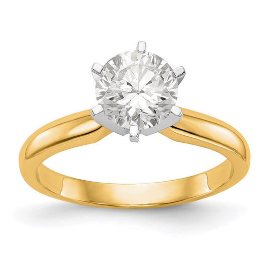 14k Two-Tone 1.25 carat Medium-Weight Knife Edge/Half-Round 6-Prong Round Solitaire Ring Mounting