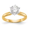 14k Two-Tone 1/3 carat Medium-Weight Knife Edge/Half-Round 6-Prong Round Solitaire Ring Mounting
