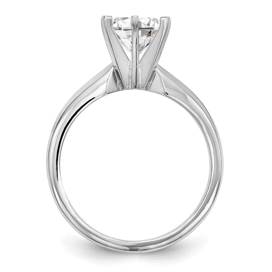 14k White Gold 3/4 carat Medium-Weight Knife Edge/Half-Round 6-Prong Round Solitaire Ring Mounting