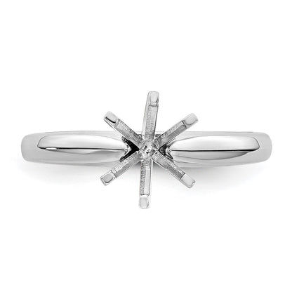 14k White Gold 3/4 carat Medium-Weight Knife Edge/Half-Round 6-Prong Round Solitaire Ring Mounting