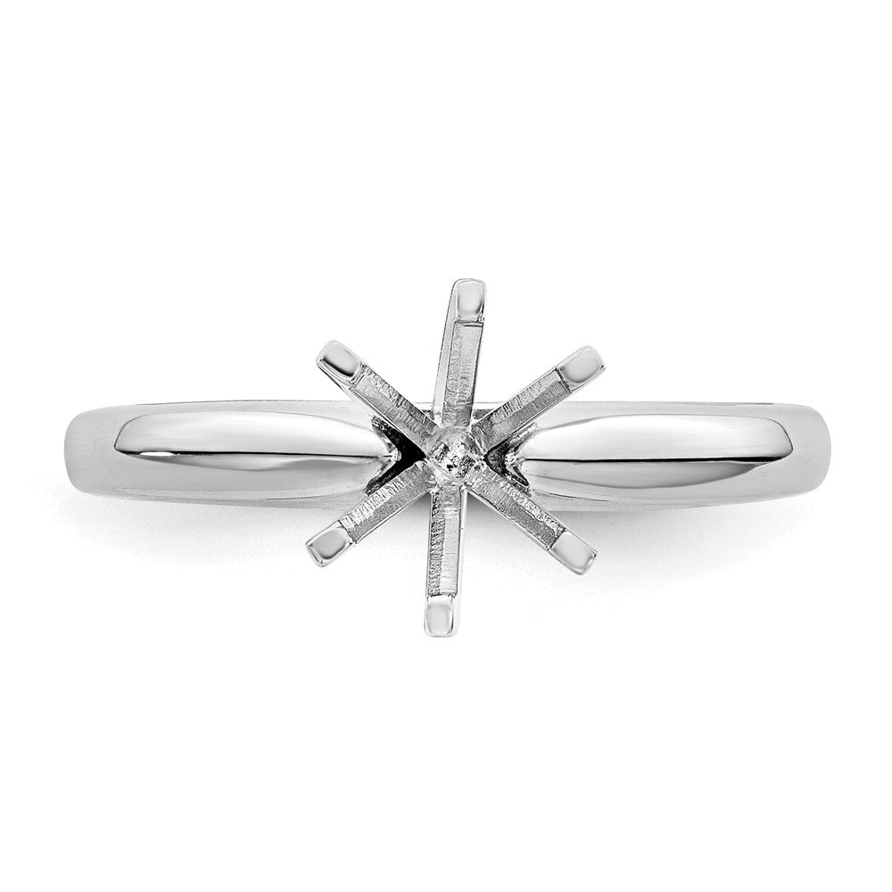 14k White Gold 2 carat Medium-Weight Knife Edge/Half-Round 6-Prong Round Solitaire Ring Mounting