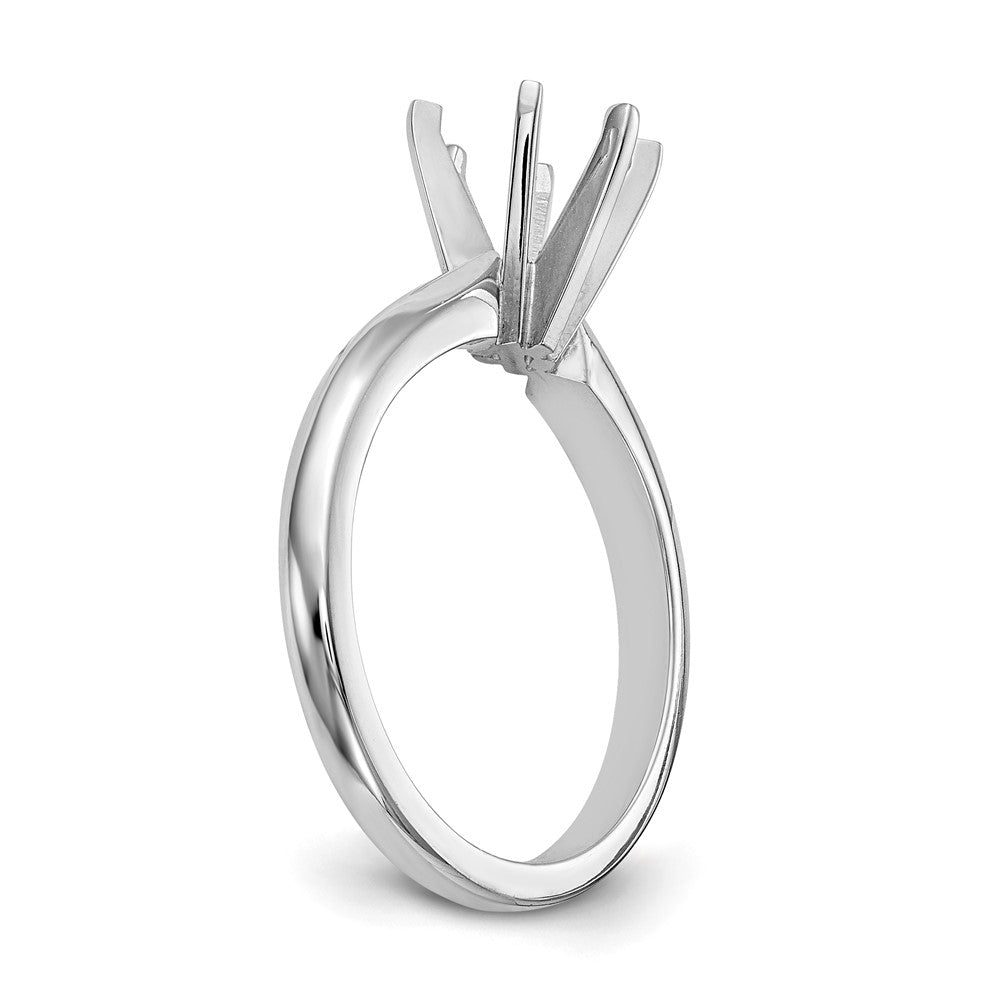 14k White Gold 2 carat Medium-Weight Knife Edge/Half-Round 6-Prong Round Solitaire Ring Mounting