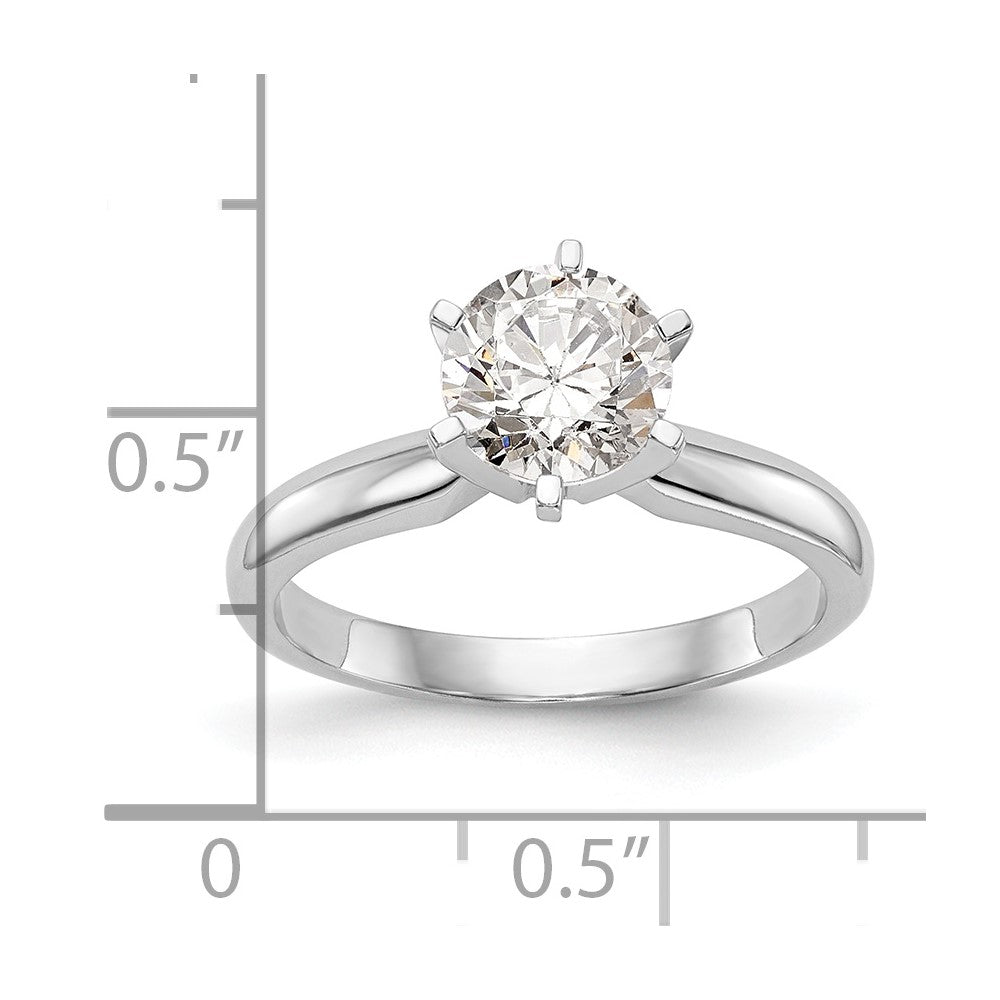 14k White Gold 3/4 carat Medium-Weight Knife Edge/Half-Round 6-Prong Round Solitaire Ring Mounting