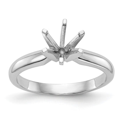 14k White Gold 2 carat Medium-Weight Knife Edge/Half-Round 6-Prong Round Solitaire Ring Mounting