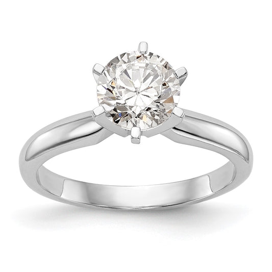 14k White Gold 1.25 carat Medium-Weight Knife Edge/Half-Round 6-Prong Round Solitaire Ring Mounting