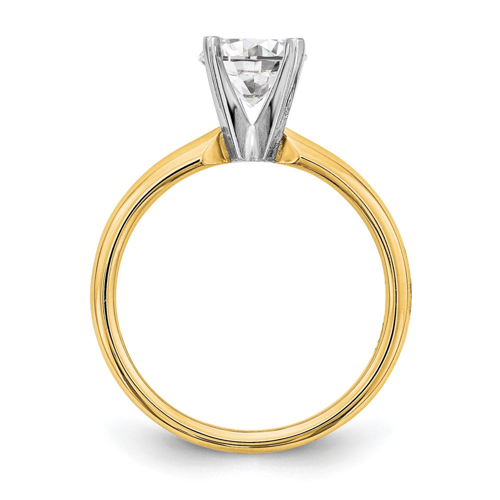 14k Two-Tone 1 carat Medium-Weight Comfort-Fit 4-Prong Round Solitaire Ring Mounting