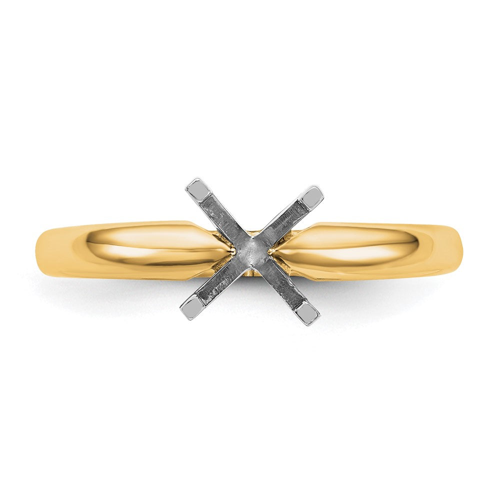 14k Two-Tone 1 carat Medium-Weight Comfort-Fit 4-Prong Round Solitaire Ring Mounting