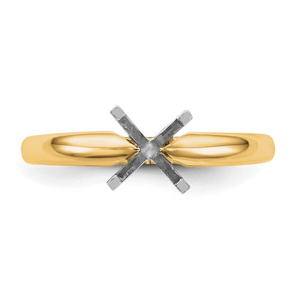 14k Two-Tone 3/4 carat Medium-Weight Comfort-Fit 4-Prong Round Solitaire Ring Mounting