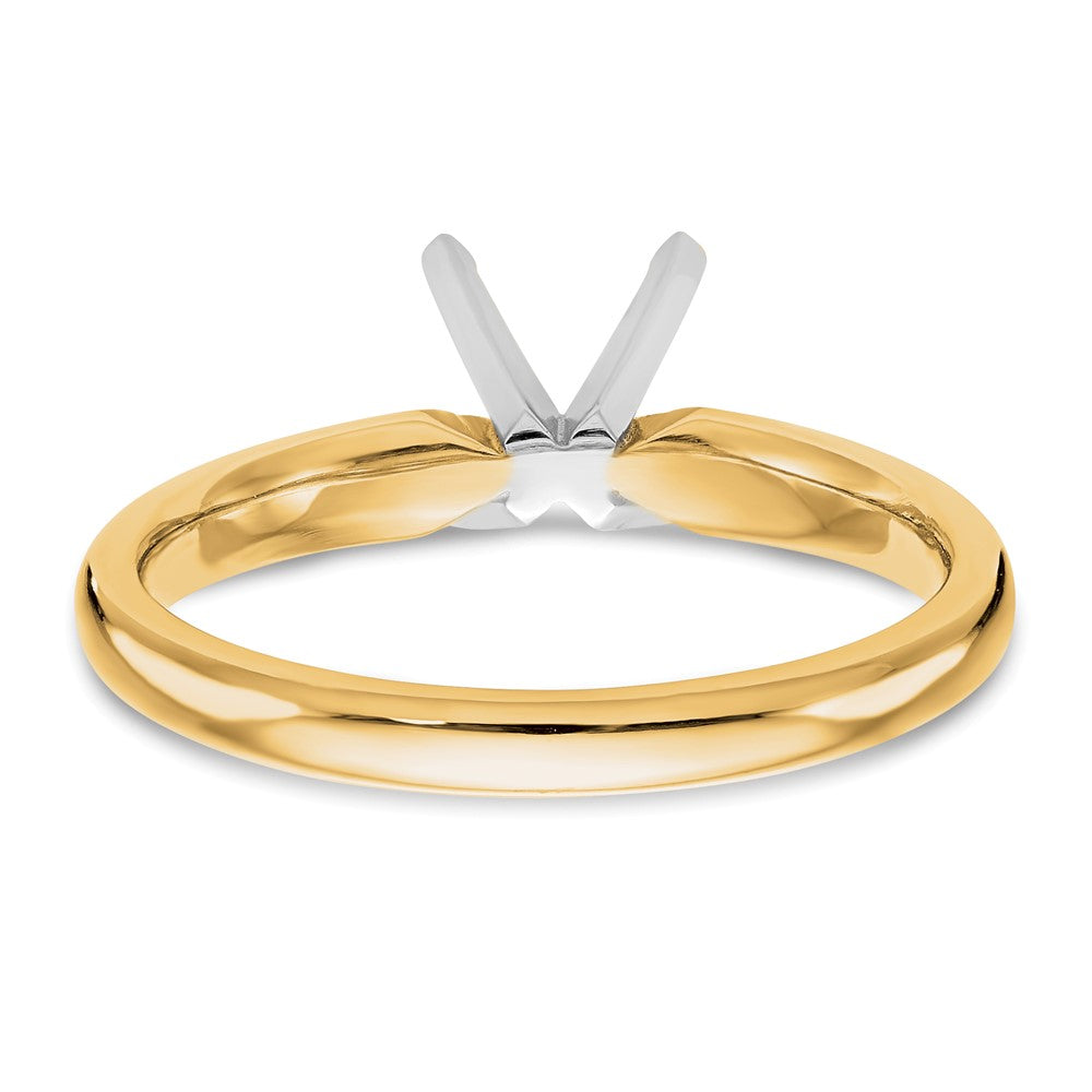 14k Two-Tone 1 carat Medium-Weight Comfort-Fit 4-Prong Round Solitaire Ring Mounting