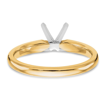 14k Two-Tone 1 carat Medium-Weight Comfort-Fit 4-Prong Round Solitaire Ring Mounting