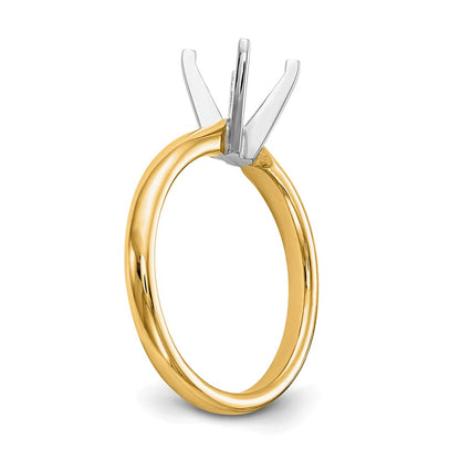 14k Two-Tone 3/4 carat Medium-Weight Comfort-Fit 4-Prong Round Solitaire Ring Mounting