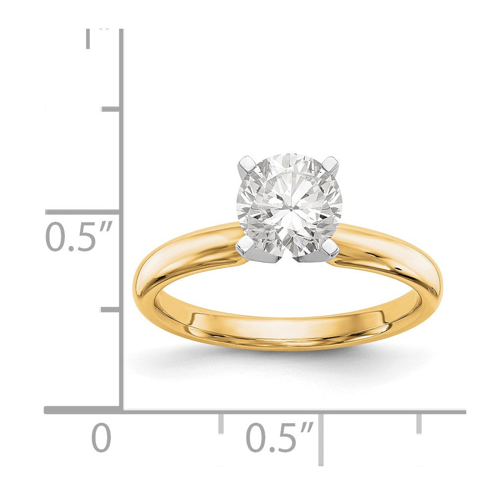 14k Two-Tone 1 carat Medium-Weight Comfort-Fit 4-Prong Round Solitaire Ring Mounting
