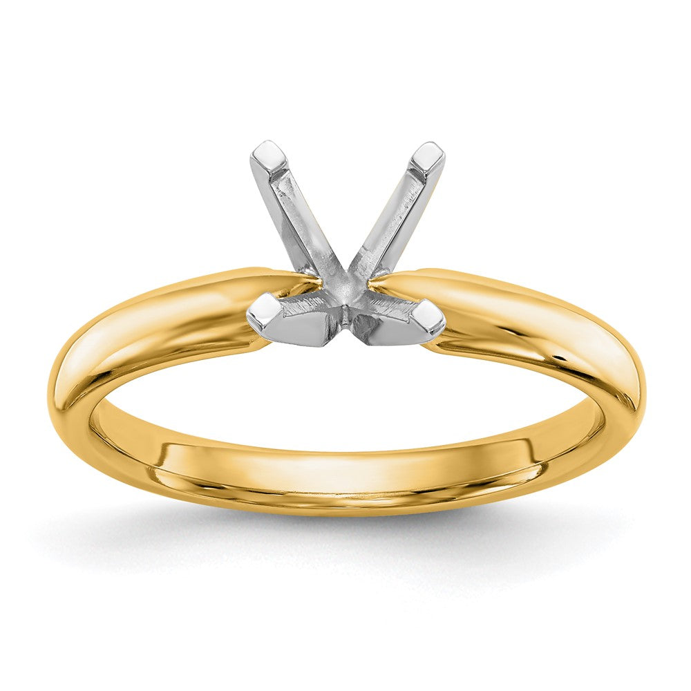 14k Two-Tone 1 carat Medium-Weight Comfort-Fit 4-Prong Round Solitaire Ring Mounting