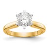 14k Two-Tone 2 carat Medium-Weight High Shoulder Airline Half-Round 6-Prong Round Solitaire Ring Mounting