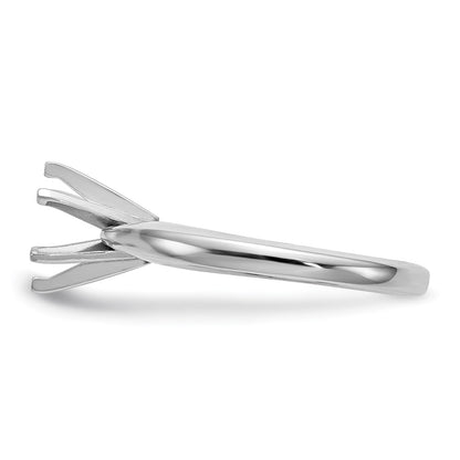 14k White Gold 3/4 carat Medium-Weight High Shoulder Airline Half-Round 6-Prong Round Solitaire Ring Mounting