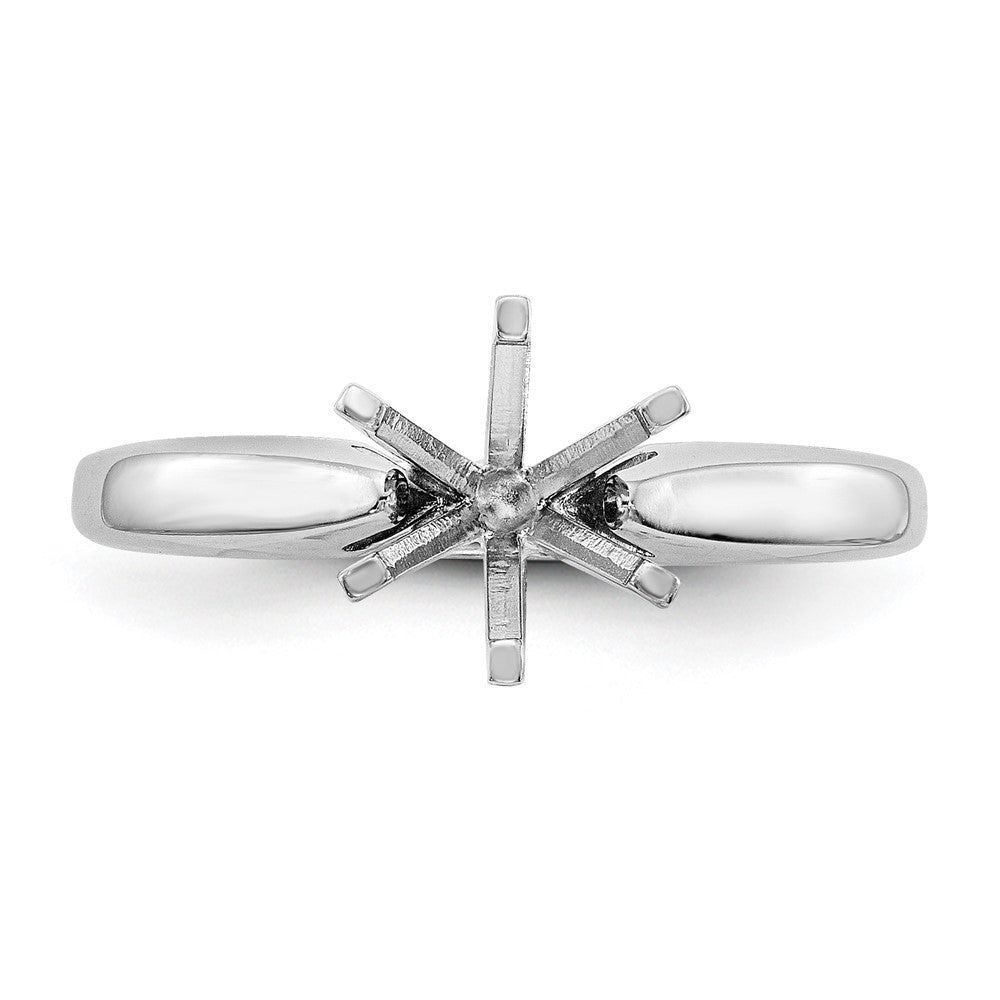 14k White Gold 1/2 carat Medium-Weight High Shoulder Airline Half-Round 6-Prong Round Solitaire Ring Mounting