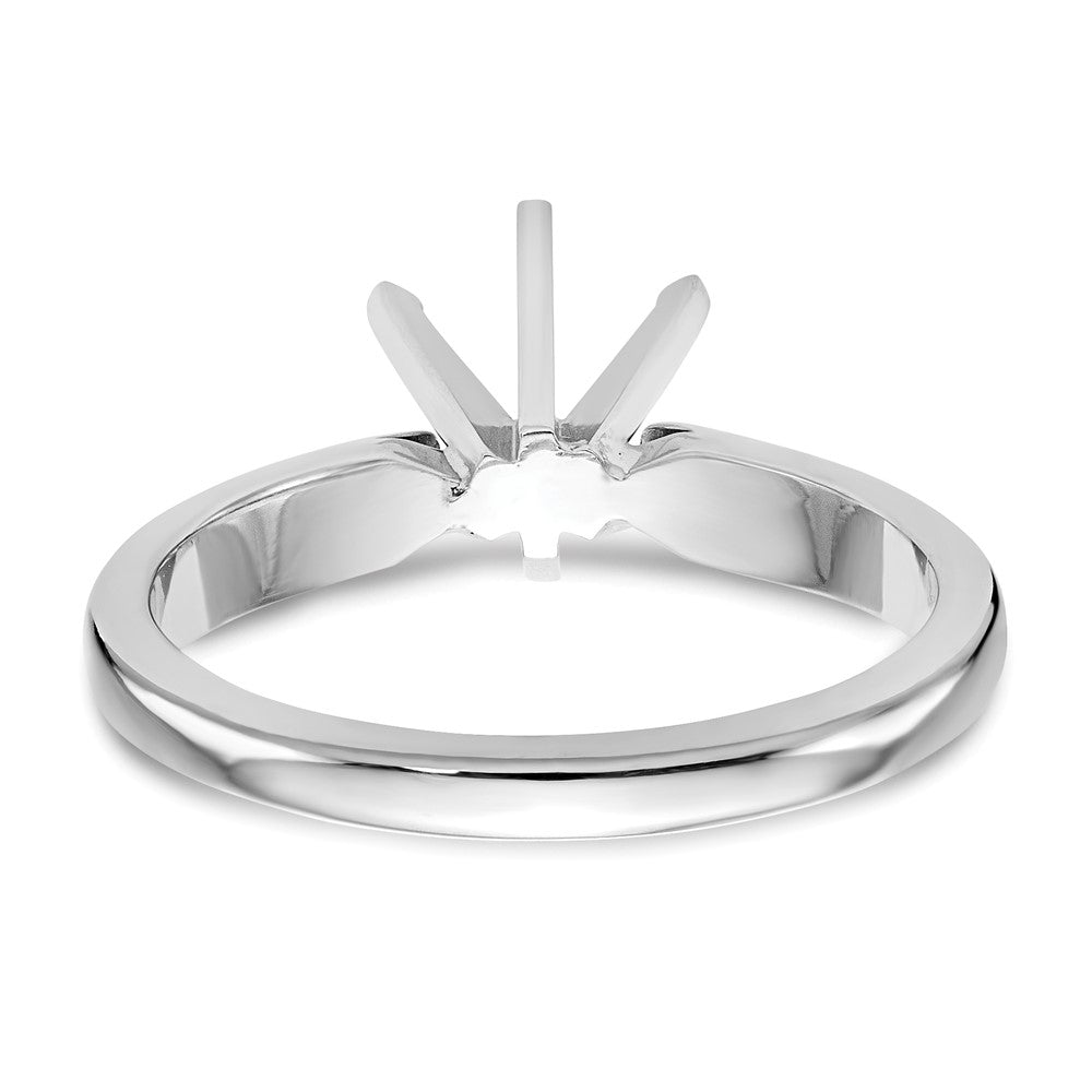 14k White Gold 1/2 carat Medium-Weight High Shoulder Airline Half-Round 6-Prong Round Solitaire Ring Mounting