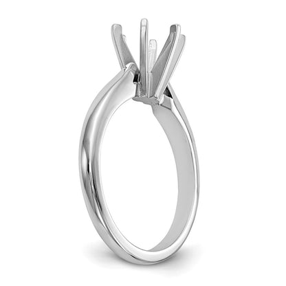 14k White Gold 1 carat Medium-Weight High Shoulder Airline Half-Round 6-Prong Round Solitaire Ring Mounting
