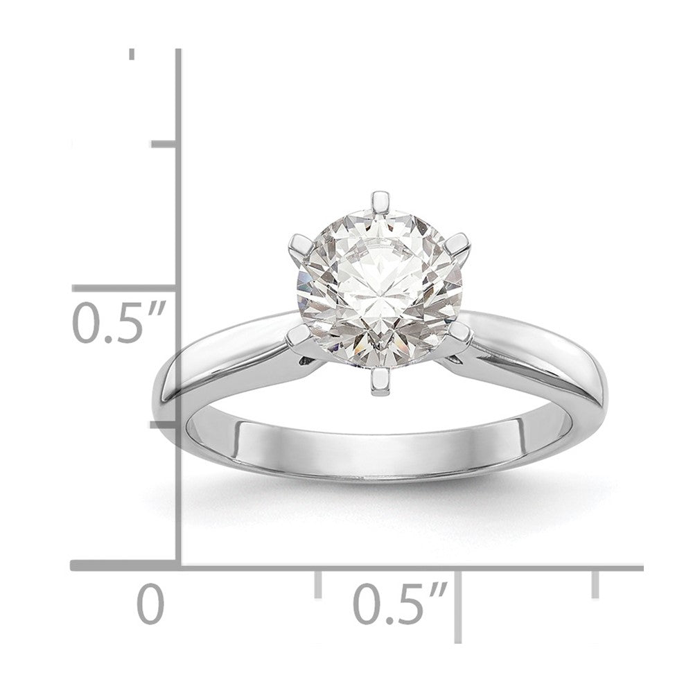 14k White Gold 3/4 carat Medium-Weight High Shoulder Airline Half-Round 6-Prong Round Solitaire Ring Mounting