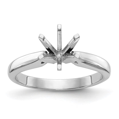 14k White Gold 1/2 carat Medium-Weight High Shoulder Airline Half-Round 6-Prong Round Solitaire Ring Mounting