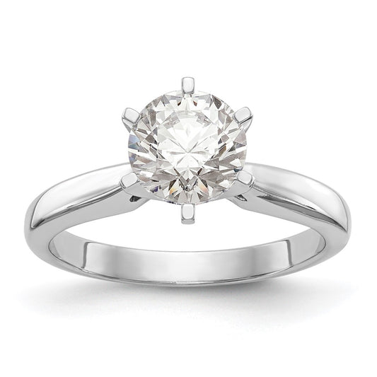 14k White Gold 1.25 carat Medium-Weight High Shoulder Airline Half-Round 6-Prong Round Solitaire Ring Mounting
