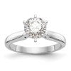 14k White Gold 3/4 carat Medium-Weight High Shoulder Airline Half-Round 6-Prong Round Solitaire Ring Mounting