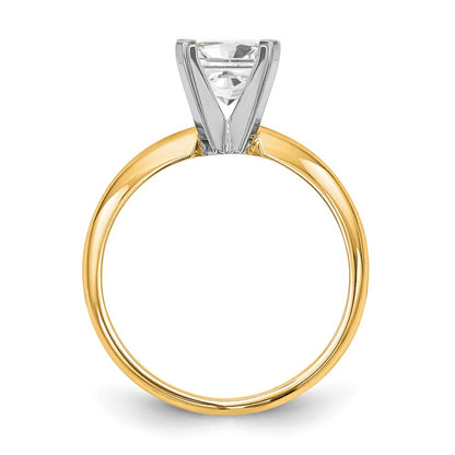 14k Two-Tone 6.5mm Medium-Weight Half-Round 4-Prong Princess Solitaire Ring Mounting