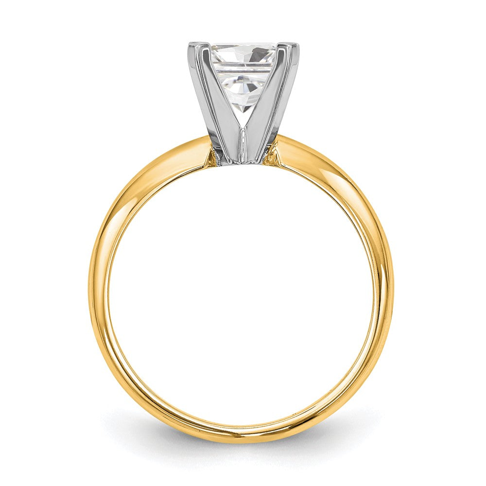 14k Two-Tone 5.5mm Medium-Weight Half-Round 4-Prong Princess Solitaire Ring Mounting