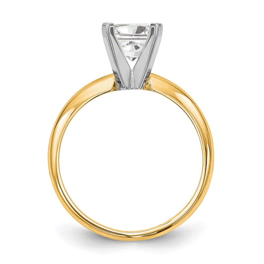 14k Two-Tone 5.5mm Medium-Weight Half-Round 4-Prong Princess Solitaire Ring Mounting