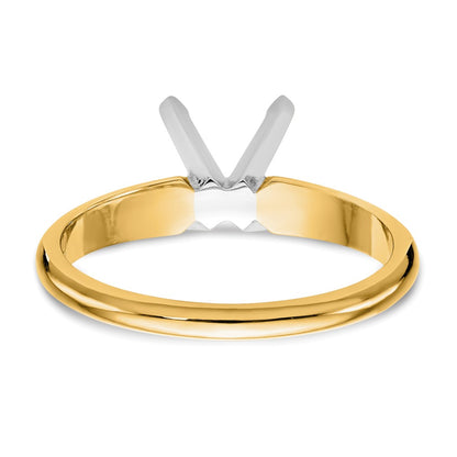 14k Two-Tone 6.5mm Medium-Weight Half-Round 4-Prong Princess Solitaire Ring Mounting