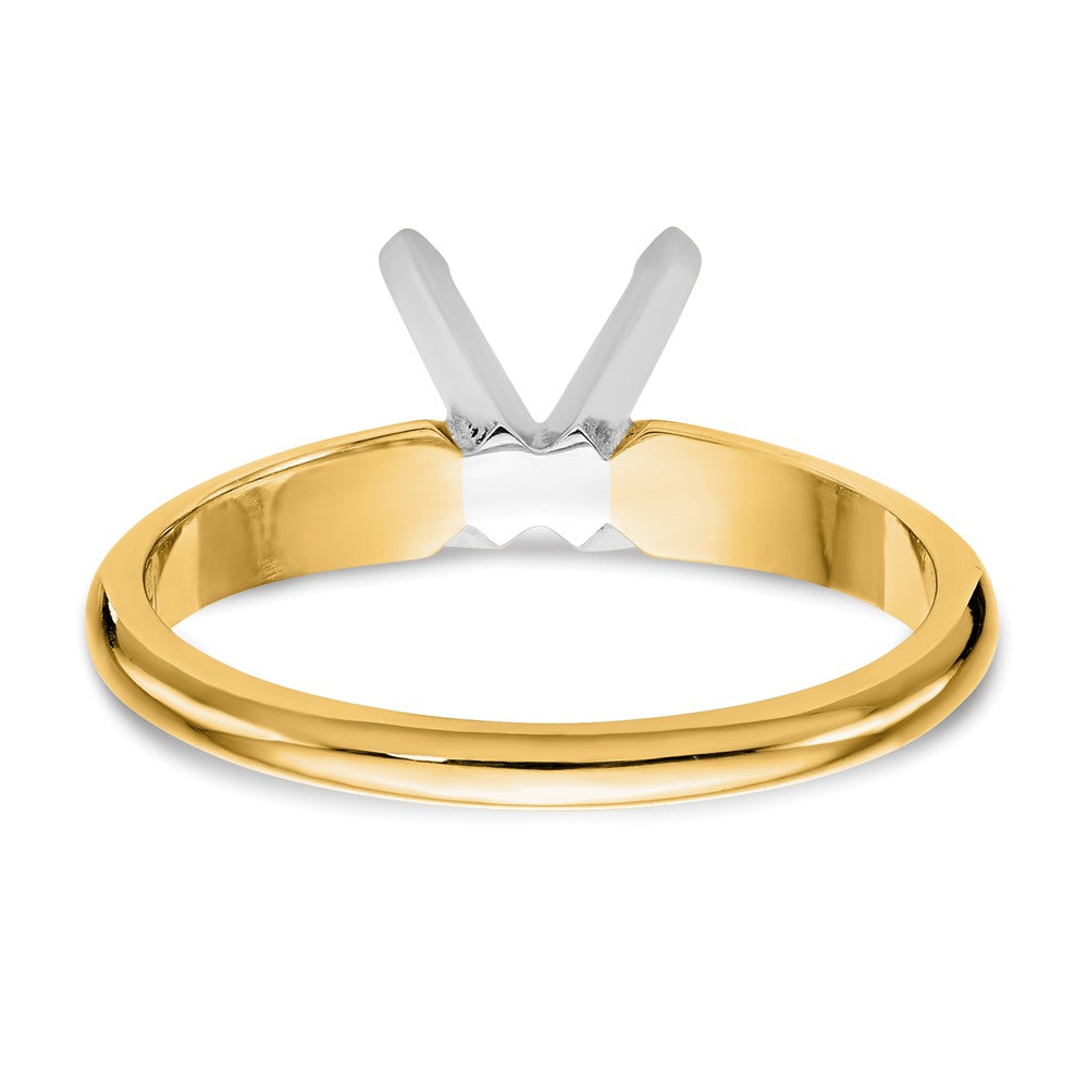 14k Two-Tone 4.1mm Medium-Weight Half-Round 4-Prong Princess Solitaire Ring Mounting