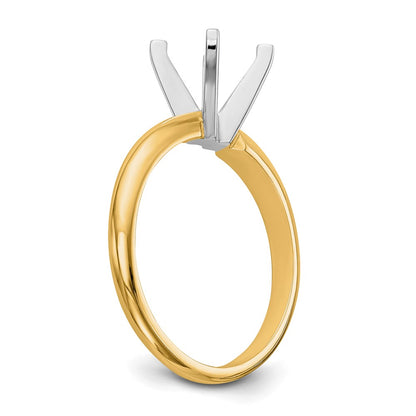 14k Two-Tone 6.5mm Medium-Weight Half-Round 4-Prong Princess Solitaire Ring Mounting