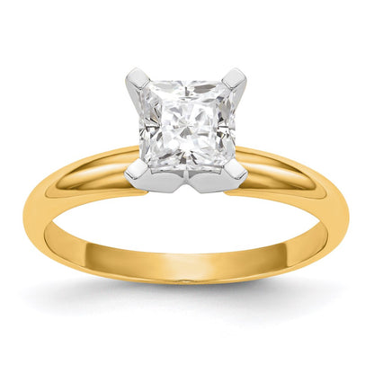 14k Two-Tone 4.1mm Medium-Weight Half-Round 4-Prong Princess Solitaire Ring Mounting