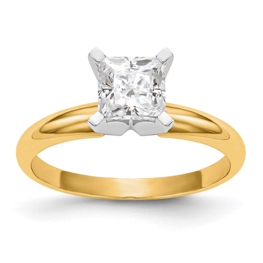 14k Two-Tone 4.1mm Medium-Weight Half-Round 4-Prong Princess Solitaire Ring Mounting