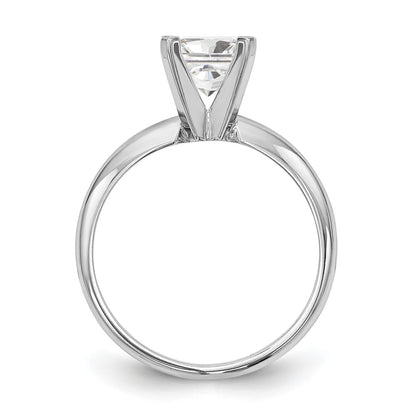 14k White Gold 6mm Medium-Weight Half-Round 4-Prong Princess Solitaire Ring Mounting