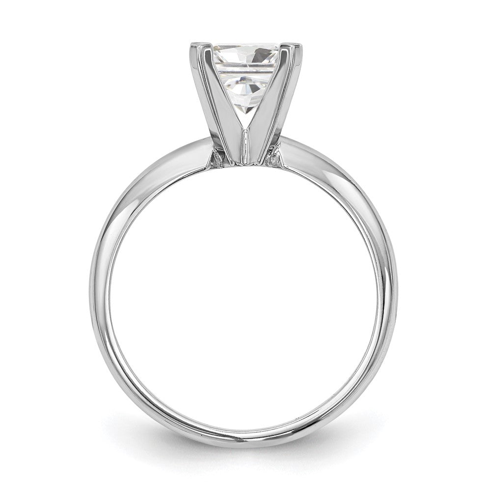 14k White Gold 3.5mm Medium-Weight Half-Round 4-Prong Princess Solitaire Ring Mounting