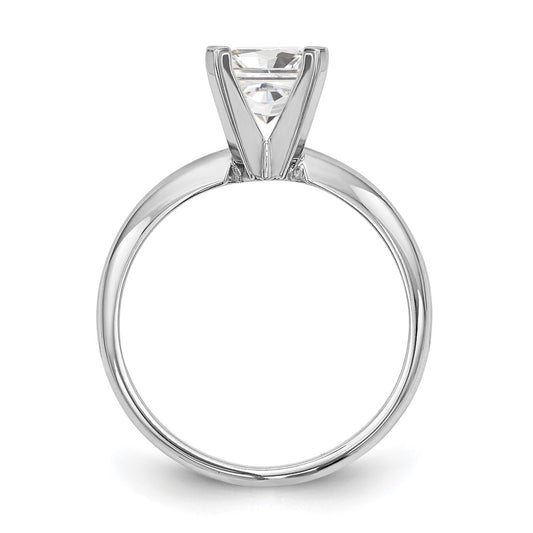 14k White Gold 3.5mm Medium-Weight Half-Round 4-Prong Princess Solitaire Ring Mounting