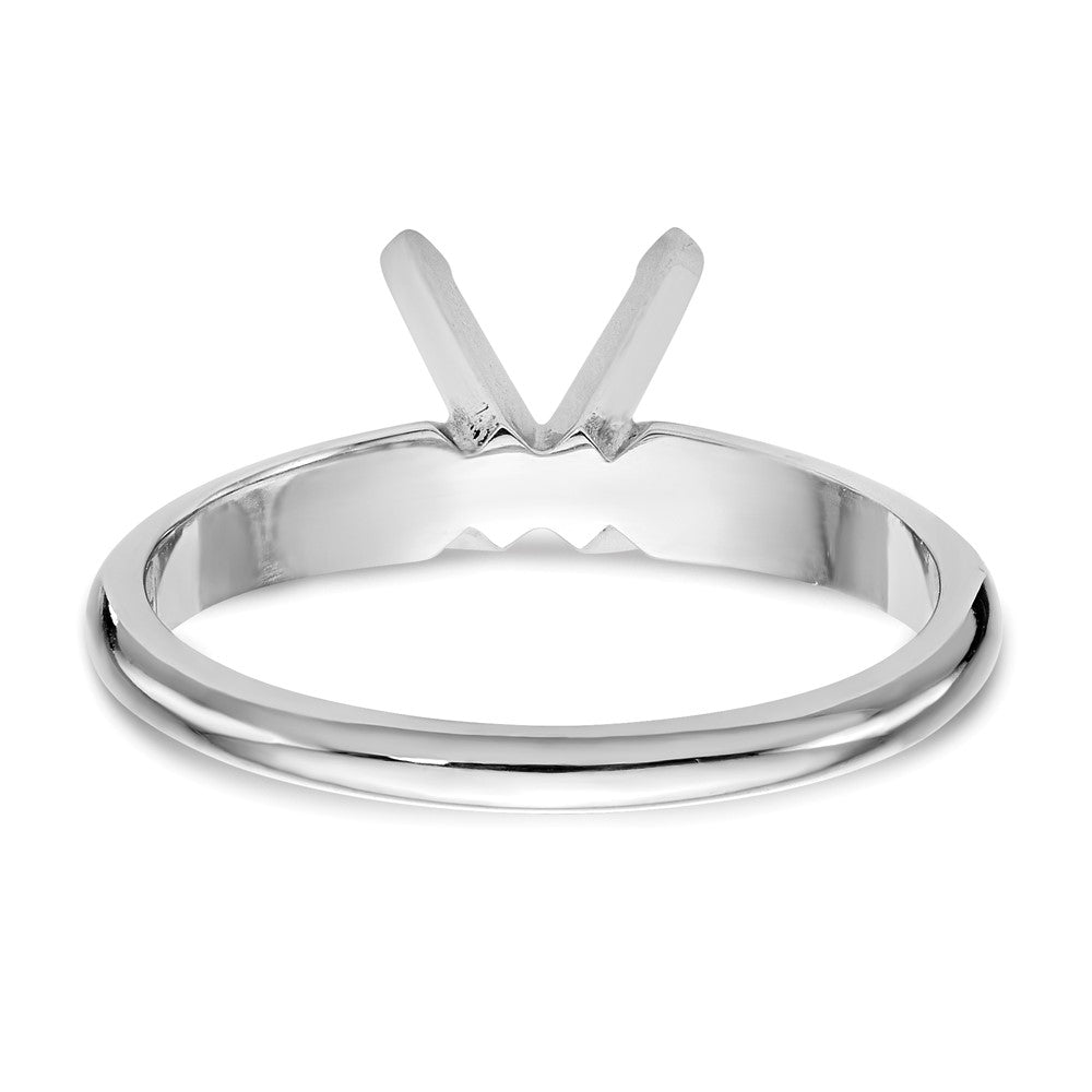 14k White Gold 5mm Medium-Weight Half-Round 4-Prong Princess Solitaire Ring Mounting