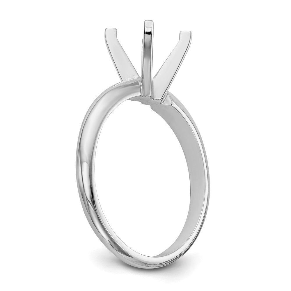 14k White Gold 3.5mm Medium-Weight Half-Round 4-Prong Princess Solitaire Ring Mounting