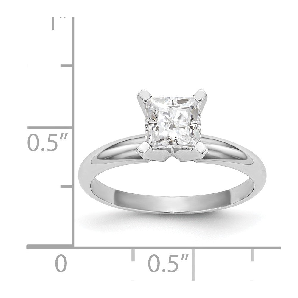 14k White Gold 3.5mm Medium-Weight Half-Round 4-Prong Princess Solitaire Ring Mounting