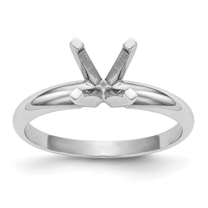 14k White Gold 3.5mm Medium-Weight Half-Round 4-Prong Princess Solitaire Ring Mounting
