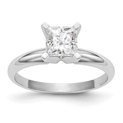 14k White Gold 3.7mm Medium-Weight Half-Round 4-Prong Princess Solitaire Ring Mounting