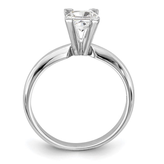 14k White Gold 5.5mm Medium-Weight Half-Round V-End Princess Solitaire Ring Mounting