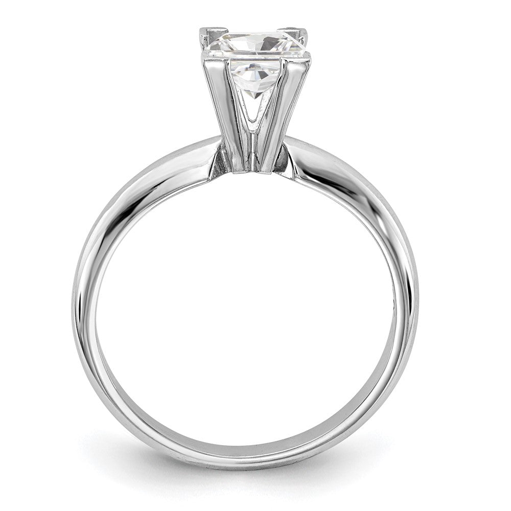 14k White Gold 3mm Medium-Weight Half-Round V-End Princess Solitaire Ring Mounting